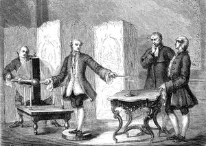 Jean Jallabert Discovers Electricity on Sharp Objects (Power of the Pointe by Franklin) by French School