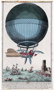 Jean Pierre Blanchard and John Jefferies arriving in Calais after crossing the English Channel in a Hot Air Balloon on 7th January
