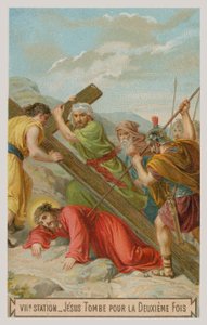 Jesus falls for the second time (The seventh Station of the Cross) by French School