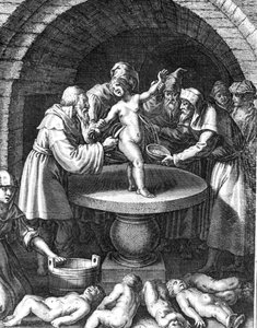 Jews sacrificing a Christian child in France in 1180