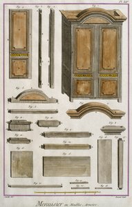 Joiner, a cupboard, illustration from the Encyclopedie des Sciences et Metiers by Denis Diderot engraved by Robert Benard published c.1770