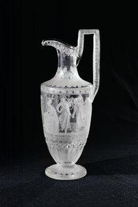 Jug depicting a dancer and a lyre player by French School