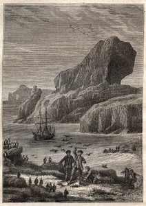 Kerguelen Islands. Illustration for The Great Navigators of the Eighteenth Century by Jules Verne - James Cook at the Kerguelen Islands in 1776 (archipelago of Kerguelen or Iles de la Desolation) - in The Voyageurs of the 18th and 19th Century by French School