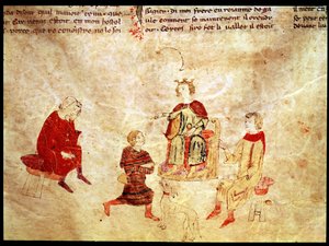 King Arthur on his Throne Surrounded by his Advisors, from the Roman de Meliadus by French School