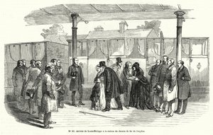 King Louis-Philippe of France arriving at Croydon railway station after being forced into exile, February 1848 by French School