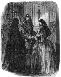King of France Louis XIV (1638-1715) with Louise Francoise de la Valliere (1644-1710). Engraving of the 19th Century by French School