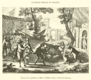 The Arrival of the Comedians at Le Mans (engraving) by French School