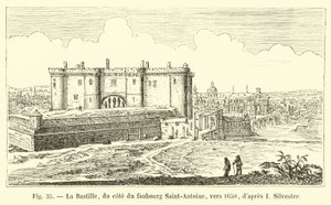 The Bastille, from the Faubourg Saint-Antoine Side, circa 1650, after I Silvestre