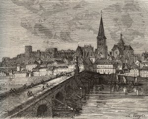 La Charite-sur-Loire - Nievre, in the Region of Burgundy - Engraving in 