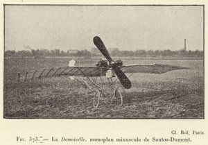 The Young Lady, Tiny Monoplane by Santos-Dumont (engraving) by French School