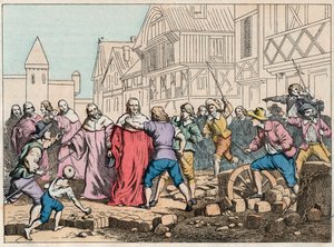 La Fronde (27 August 1648) - barricades in Paris: a rotor boy threatening the President of Parliament, Mathieu Mole (1584-1656) - President Mole manhandled by insurgents - Engraving of the end of the 19th century in 