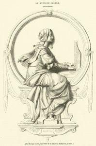 Sacred Music, Bas-Relief of the Statue of Beethoven in Bonn (engraving) by French School