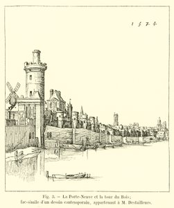 The New Gate and the Bois Tower; Facsimile of a Contemporary Drawing, Belonging to M. Destailleurs by French School