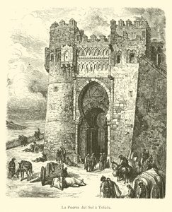The Puerta del Sol in Toledo (engraving) by French School