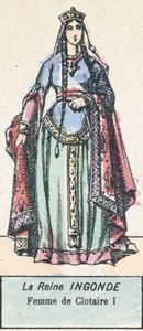 Queen Ingonde, Wife of Clotaire I (engraving) by French School