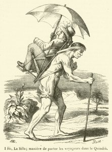 The Silla; Way of Carrying Travelers in Quindio (engraving) by French School