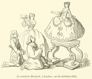 The Singer Minghetti, in London, in the Eighteenth Century (engraving) by French School