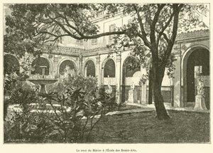 The Courtyard of the Mulberry Tree at the School of Fine Arts (engraving) by French School
