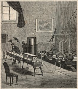 The Liquefaction of Gases in the Laboratory of Raoul Pictet (engraving)