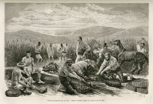 Fishing for leeches. Drawing by Sahib, to illustrate the story of Henri Belle: Voyage en Greece by French School