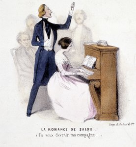 The Romance of the Salon: Man Singing Accompaniment on Piano by a Woman by French School