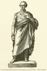 The Statue of Major Martin, Founder of La Martiniere School, in Lyon (engraving) by French School