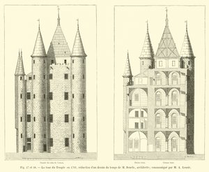 The Temple Tower in 1793, reduction of a drawing of the time by Mr. Bourla, architect; communicated by Mr. A. Lenoir by French School