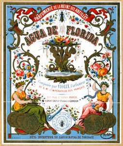 Label advertising Aqua de Florida perfume from the perfume shop La Reine des Abeilles, Paris, 2nd half 19th century