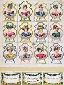 Labels advertising various flower extracts for a perfume shop, Paris, early 19th century