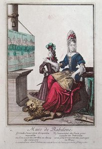 Lady Showing a Picture of Semiramis and the Hanging Gardens of Babylon by French School