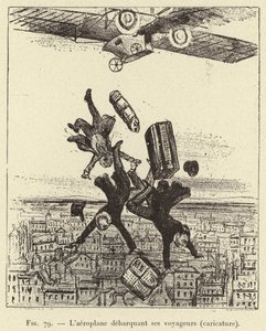 The Airplane Disembarking its Passengers (caricature) (engraving)