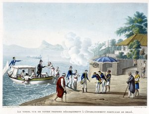 Landing at the Portuguese settlement of Dillè, island of Timor by French School