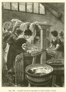 The Soap Workshop in a Public Laundry in Paris (engraving) by French School