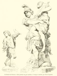The Tuileries Garden, Aeneas Carrying His Father Anchises (engraving) by French School