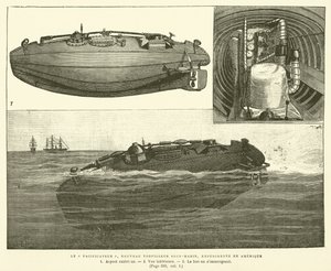 The Peacemaker, New Submarine Torpedo Boat, Tested in America (engraving)