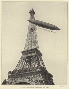 The Santos No. 6 Rounding the Eiffel Tower (engraving) by French School