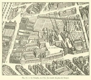 The Temple, in 1734; facsimile of the plan by Turgot by French School
