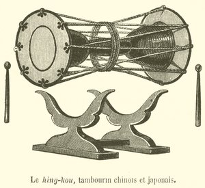 The hing-kou, Chinese and Japanese tambourine by French School