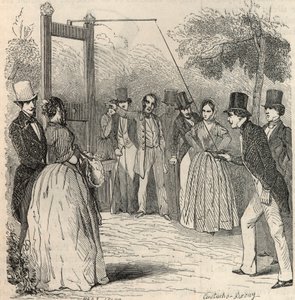 The Pigeon Game at Mabille Garden in Paris in the 19th Century - Engraving in 