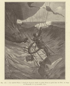 Sailor Prince, on Board the Jacquard, Falls into the Ocean and Perishes in the Waves, off Plymouth, November 29, 1870 (engraving) by French School