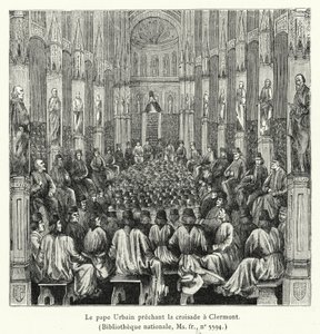 Pope Urban preaching the crusade at Clermont by French School