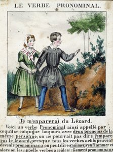 Lesson on Pronominal Verbs - in La grammaire en images, leaflet album, circa 1850 by French School