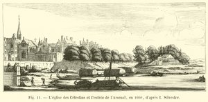 Church of the Celestins and the entrance to the Arsenal, in 1660, after I. Silvestre by French School
