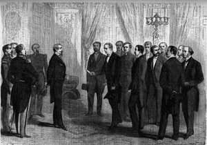 Emperor Napoleon III Receives the Mexican Delegation at the Tuileries, Offering the Crown of Mexico to Prince Maximilian by French School