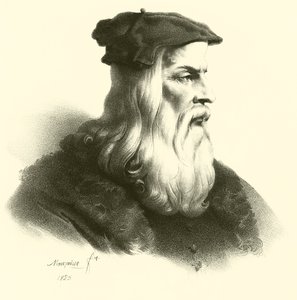 Portrait of Leonardo Da Vinci (engraving) by French School