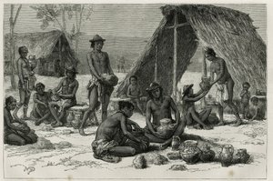 The Galibi (or Kalinas) Indians Making Pottery, Engraving by D. Maillart, to Illustrate the Voyage of Exploration in the Interior of Guiana by Dr. Jules Crevaux, Doctor of the French Navy, in 1876-1877, Published in Le Tour du Monde, under the Direction of by French School