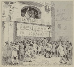 The Boulangist Demonstrations, Rue Montmartre, The Distribution of Cockades by French School