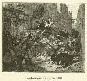The Barricades in June 1848 (engraving) by French School