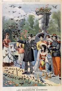 The bird charmers in the Tuileries Garden - in Le Petit Parisien from 21/07/1901 (engraving)