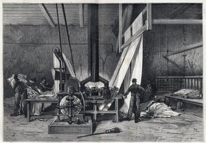 Les grandes usines - Dyeing erie Boutarel a Clichy la Garenne - Le mesh des Etoffes - engraving from 1869 by French School